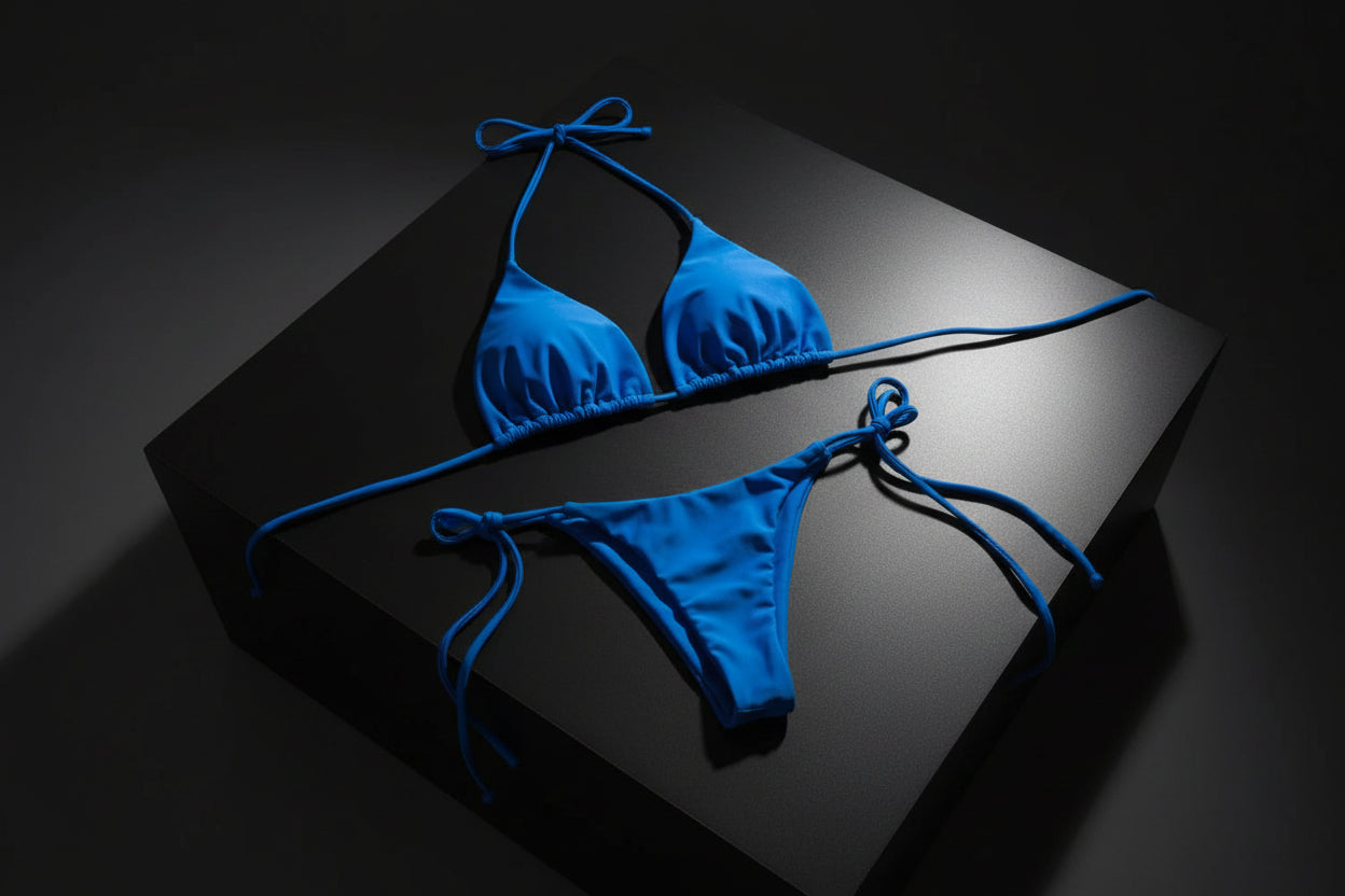 2pcs Halterneck Lace-up Bikini Women Summer Solid Color Sexy Split Strap Adjustable Swimsuit Suit Millzgotswaggshop