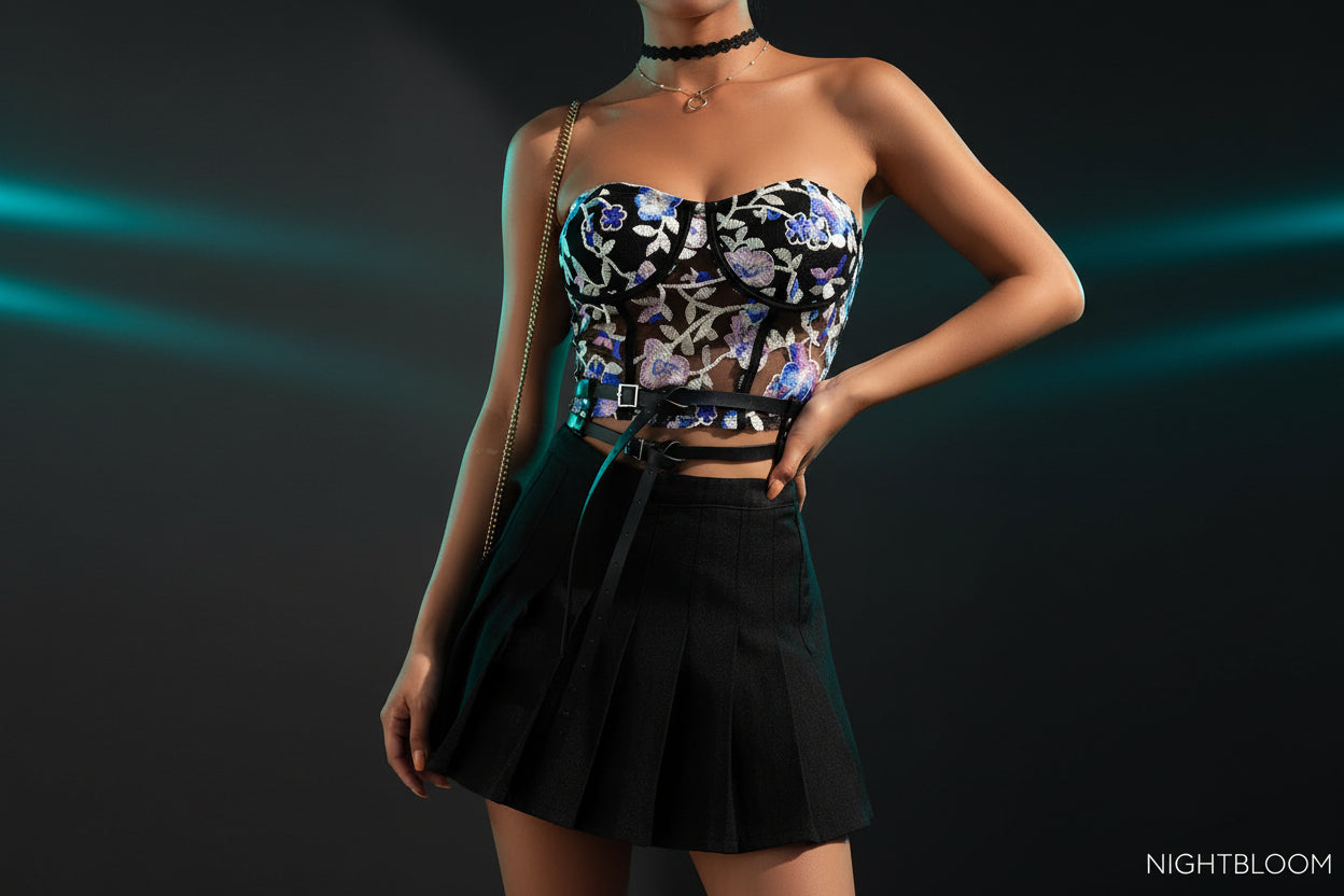 Floral Embroidered Sleeveless Sexy Corset Top - y2k Millzgotswaggshop