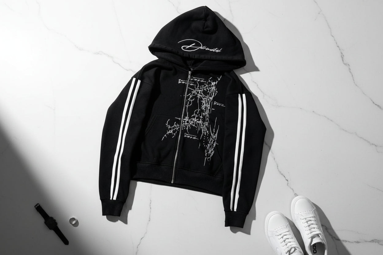 Midnight Rebellion Zip Hoodie – Dark Aesthetic Streetwear