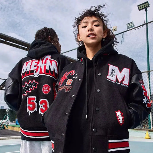 a couple of people that are standing in the street 