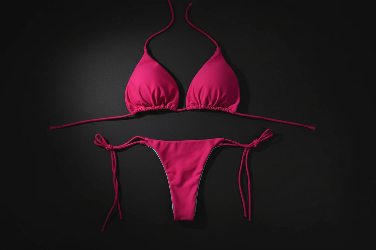 2pcs Halterneck Lace-up Bikini Women Summer Solid Color Sexy Split Strap Adjustable Swimsuit Suit Millzgotswaggshop