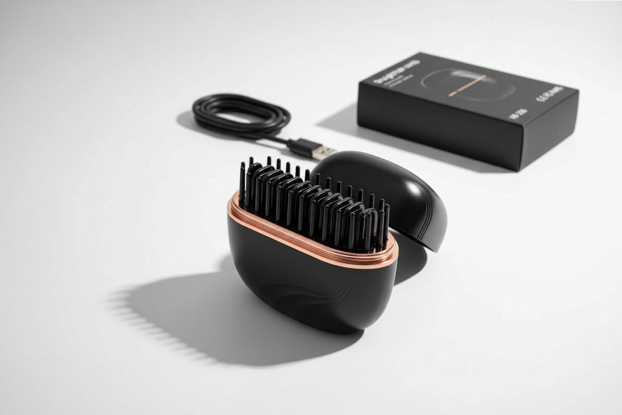 Capsule Hair Straightener & Styler Mini Cordless Hair Straightener Comb Portable Heat Hair Brush for Travel USB Rechargeable