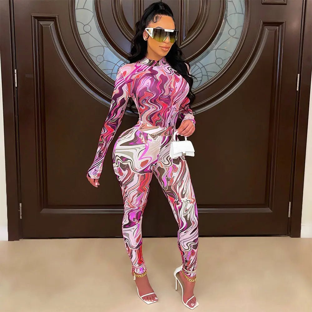 Chic Digital Print Two-Piece Suit Millzgotswaggshop