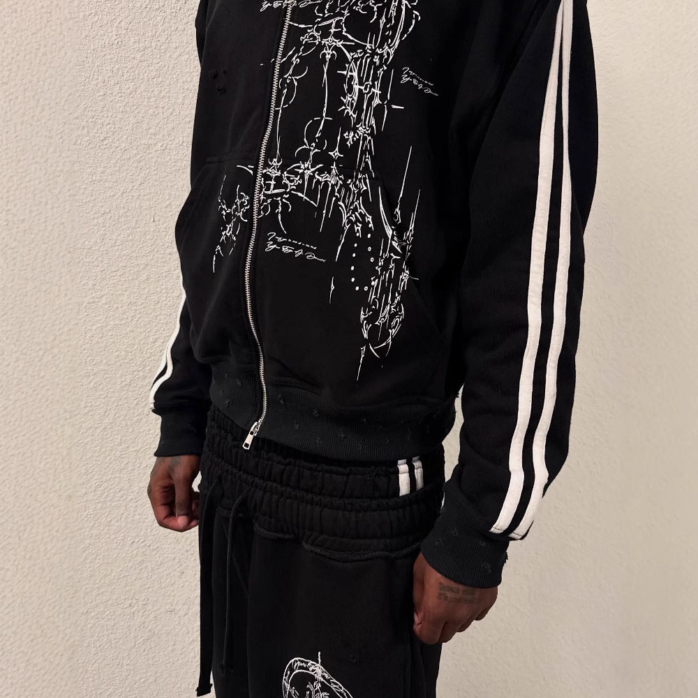 Midnight Rebellion Zip Hoodie – Dark Aesthetic Streetwear