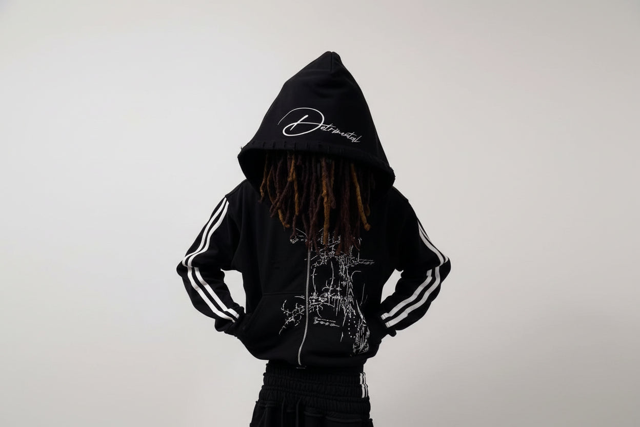 Midnight Rebellion Zip Hoodie – Dark Aesthetic Streetwear