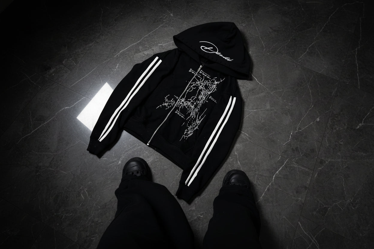Midnight Rebellion Zip Hoodie – Dark Aesthetic Streetwear