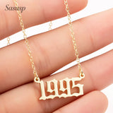 Geometric Stainless Steel Year Number Necklace