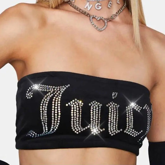 Summer New Hot Girl Tight Rhinestones Women's Short Top T-shirt - Millzgotswaggshop