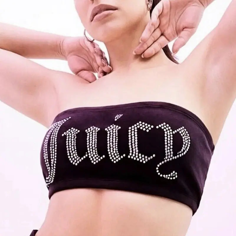 Summer New Hot Girl Tight Rhinestones Women's Short Top T-shirt - Millzgotswaggshop