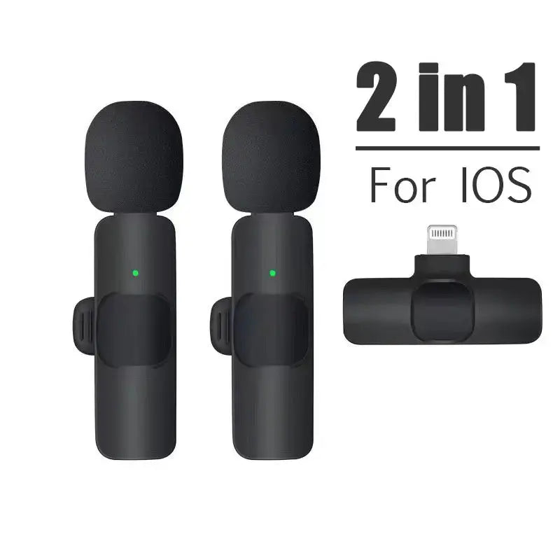 Wireless Lavalier Microphone Audio Video Recording Mini Microphone for iPhone Android Phone Live Broadcast Gaming Mic Portable Ali Digital Global Store