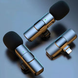 Wireless Lavalier Microphone Audio Video Recording Mini Microphone for iPhone Android Phone Live Broadcast Gaming Mic Portable