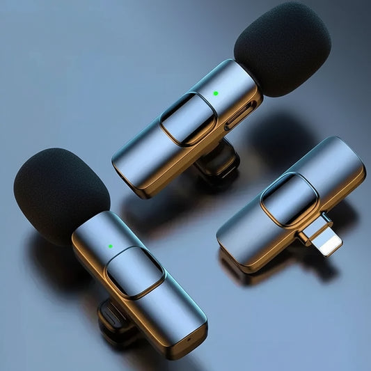 Wireless Lavalier Microphone Audio Video Recording Mini Microphone for iPhone Android Phone Live Broadcast Gaming Mic Portable Ali Digital Global Store