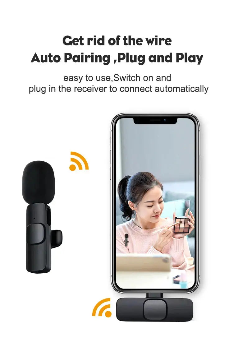 Wireless Lavalier Microphone Audio Video Recording Mini Microphone for iPhone Android Phone Live Broadcast Gaming Mic Portable Ali Digital Global Store