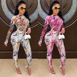 Chic Digital Print Two-Piece Suit