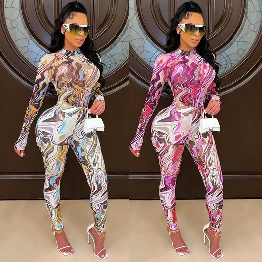 Chic Digital Print Two-Piece Suit Millzgotswaggshop