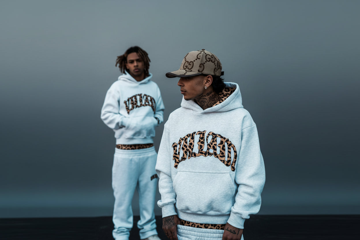 Viral Leopard Embroidery Hoodie Set - 3-Piece Y2K Streetwear