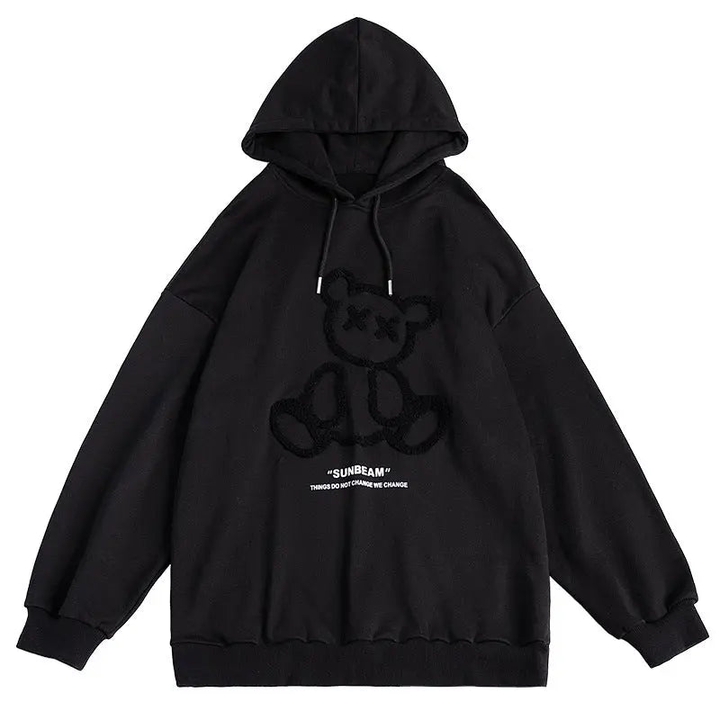 Warehouse Couple Outfit Three-dimensional Flocking Bear Hooded Sweater Men - Millzgotswaggshop