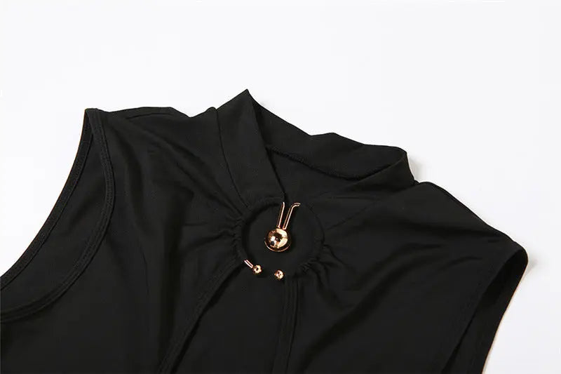 Sleeveless Hollow High Waist Sheath Lace-up Skirt Suit - Millzgotswaggshop