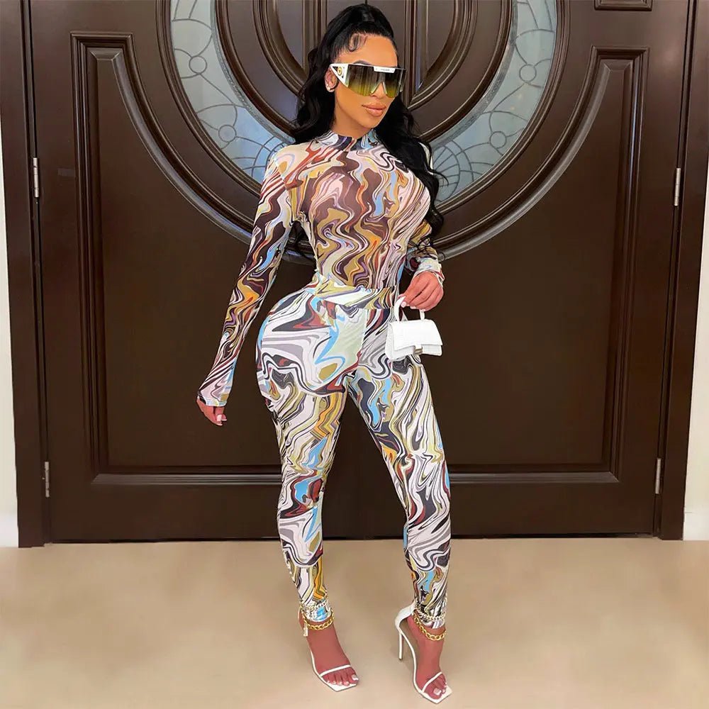Chic Digital Print Two-Piece Suit Millzgotswaggshop