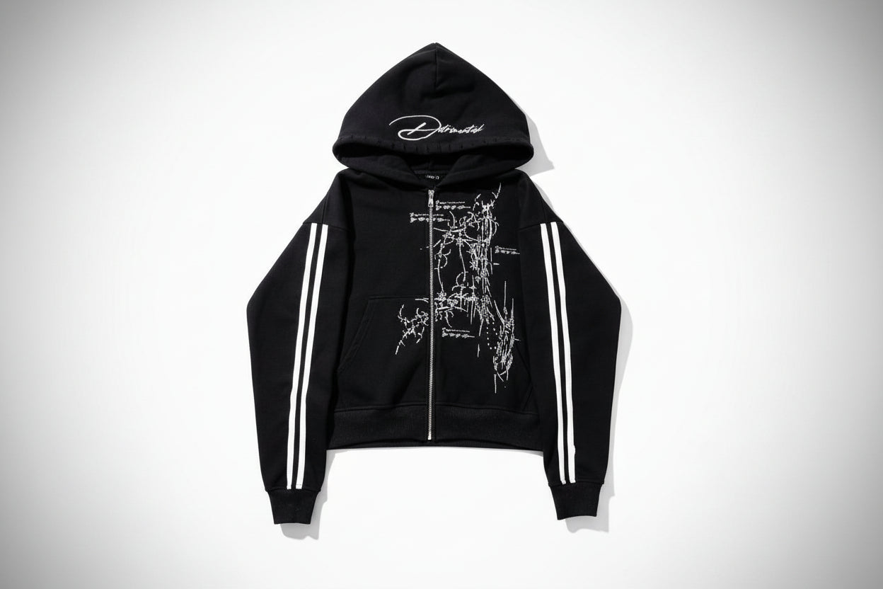 Midnight Rebellion Zip Hoodie – Dark Aesthetic Streetwear