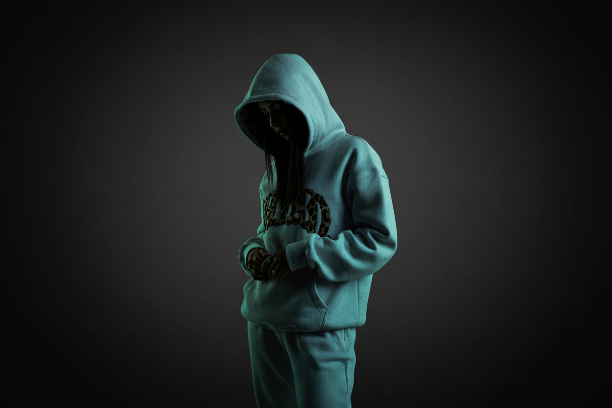 Viral Leopard Embroidery Hoodie Set - 3-Piece Y2K Streetwear