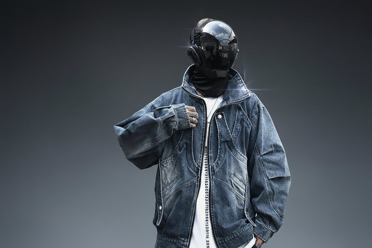 Riot Mode Punk Denim Jacket – Rebellious Streetwear