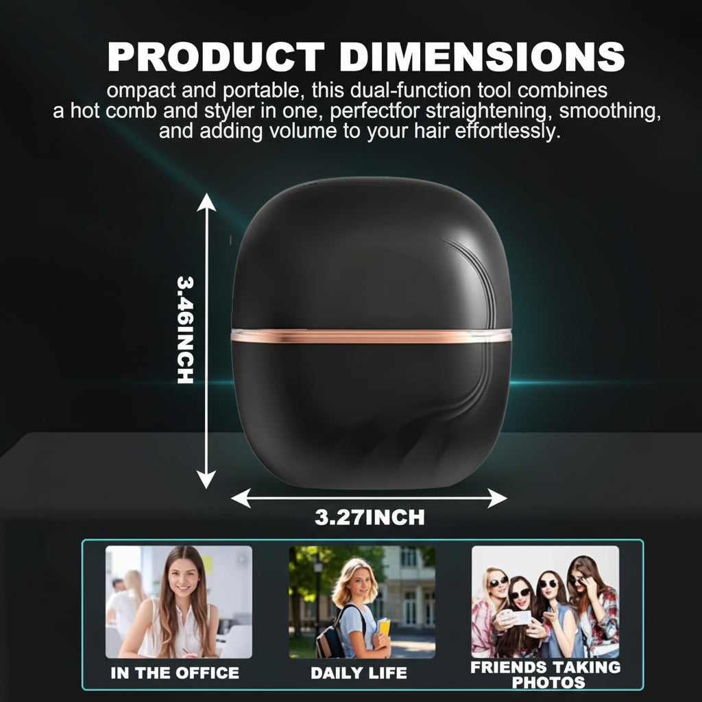 Capsule Hair Straightener & Styler Mini Cordless Hair Straightener Comb Portable Heat Hair Brush for Travel USB Rechargeable