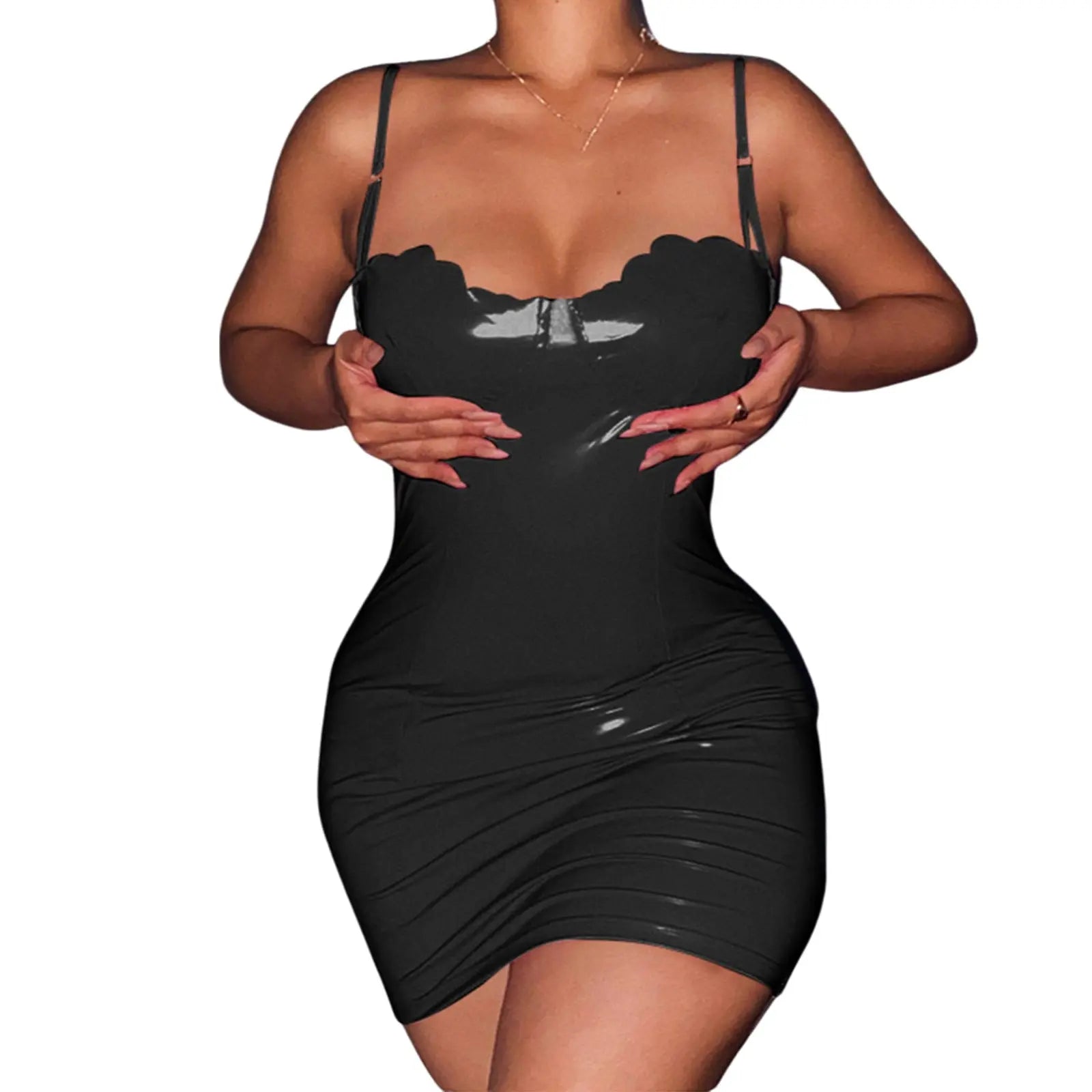 a woman in a black dress holding a tennis racquet 